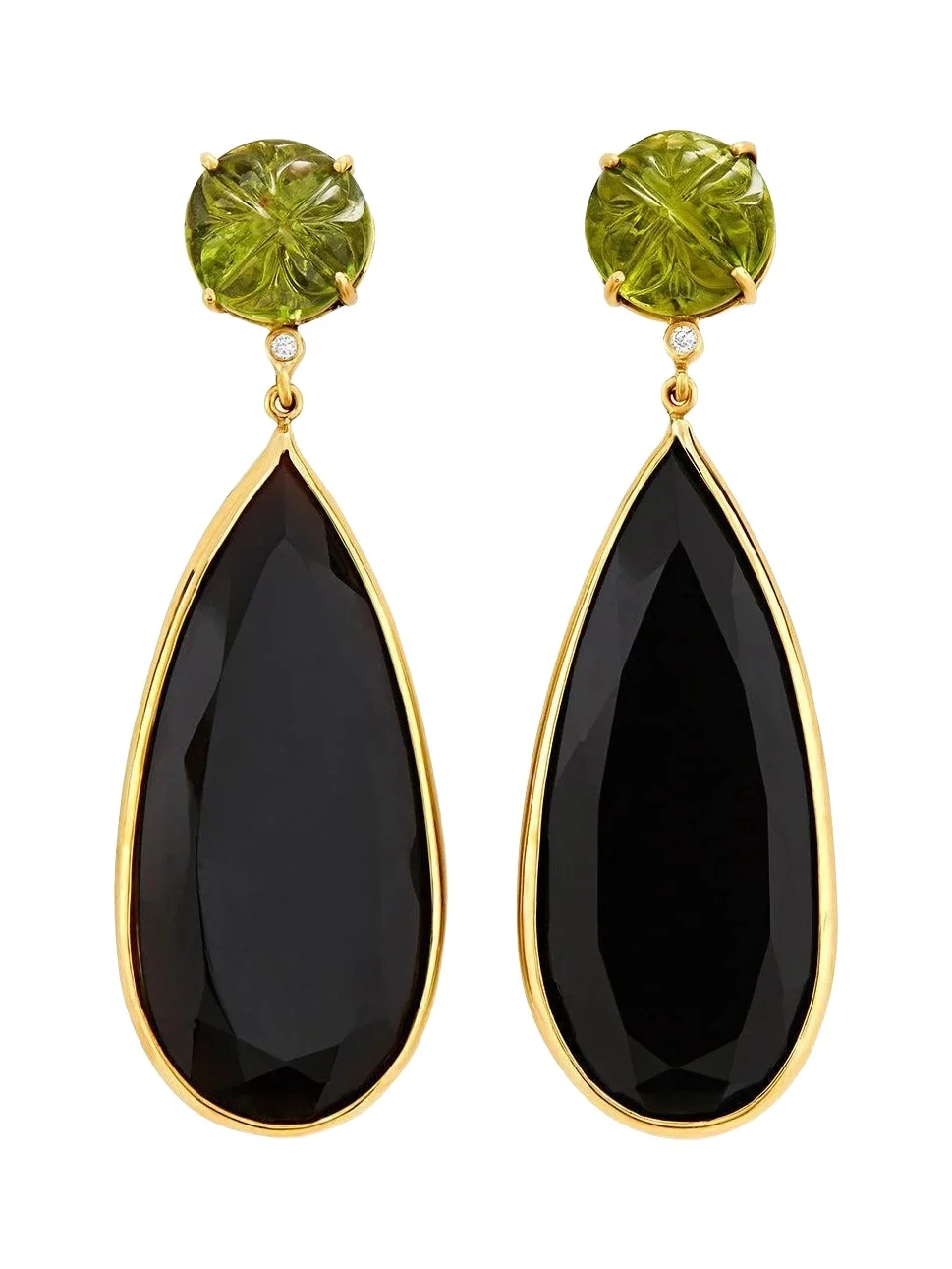 Peridot Quartz Diamond Boga Drop Earrings