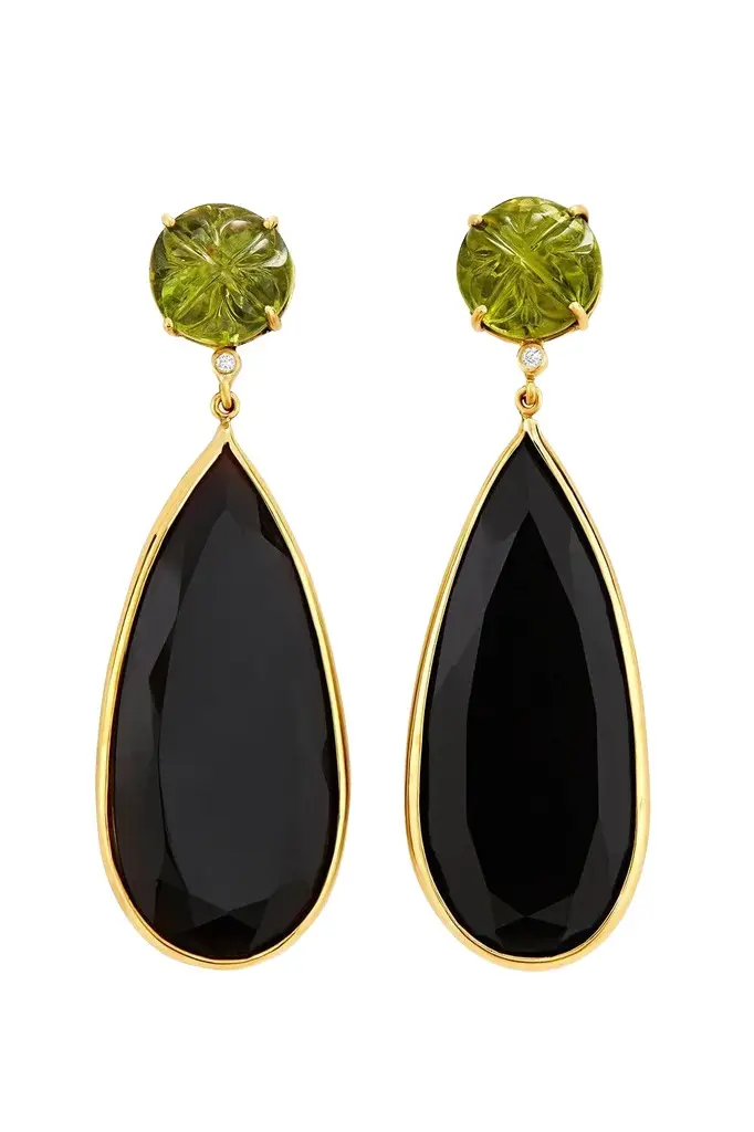 Peridot Quartz Diamond Boga Drop Earrings Peridot Quartz Diamond Boga Drop Earrings