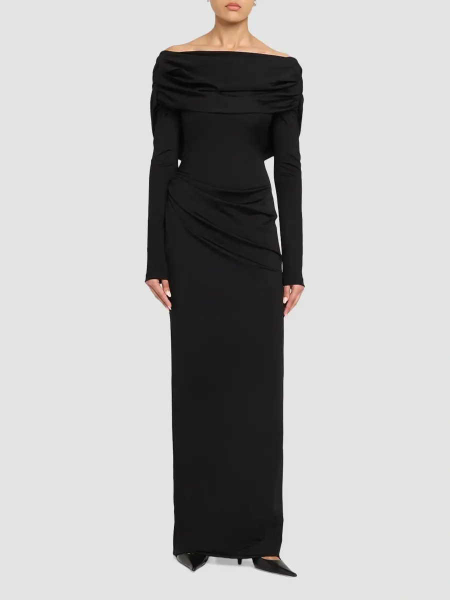 Lela Rose Women's Draped Off-the-Shoulder Jersey Gown | Thumbnail 2 Lela Rose Women's Draped Off-the-Shoulder Jersey Gown | Thumbnail 2