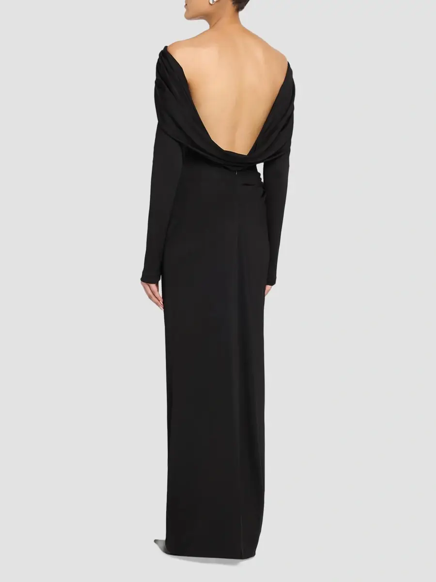 Lela Rose Women's Draped Off-the-Shoulder Jersey Gown | Thumbnail 3 Lela Rose Women's Draped Off-the-Shoulder Jersey Gown | Thumbnail 3