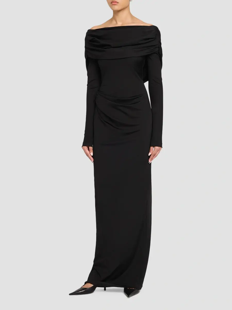Lela Rose Women's Draped Off-the-Shoulder Jersey Gown | Thumbnail 4 Lela Rose Women's Draped Off-the-Shoulder Jersey Gown | Thumbnail 4