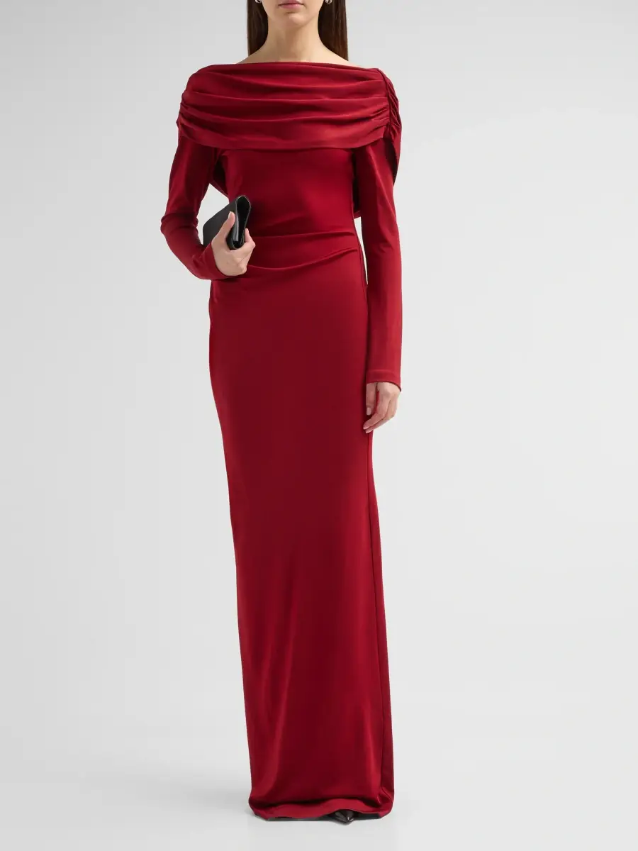 Lela Rose Women's Draped Off-the-Shoulder Jersey Gown | Thumbnail 2 Lela Rose Women's Draped Off-the-Shoulder Jersey Gown | Thumbnail 2