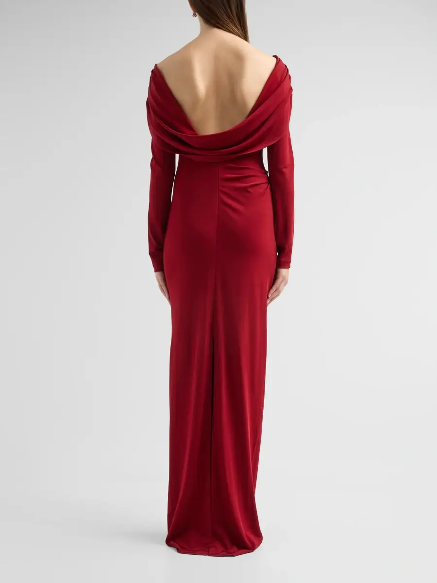 Lela Rose Women's Draped Off-the-Shoulder Jersey Gown | Thumbnail 3 Lela Rose Women's Draped Off-the-Shoulder Jersey Gown | Thumbnail 3