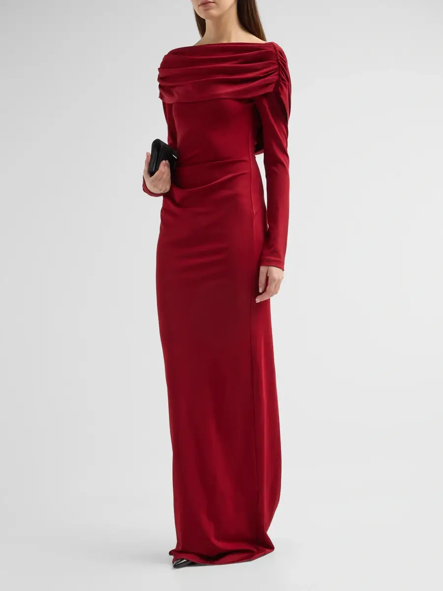Lela Rose Women's Draped Off-the-Shoulder Jersey Gown | Thumbnail 4 Lela Rose Women's Draped Off-the-Shoulder Jersey Gown | Thumbnail 4