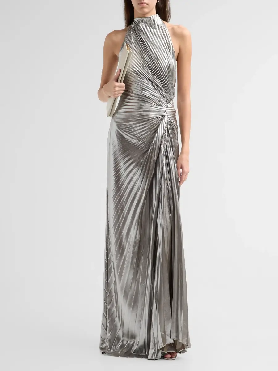 A.L.C. A. L.C. Women's Romy Metallic Plissé Gown | Thumbnail 2 A.L.C. A. L.C. Women's Romy Metallic Plissé Gown | Thumbnail 2