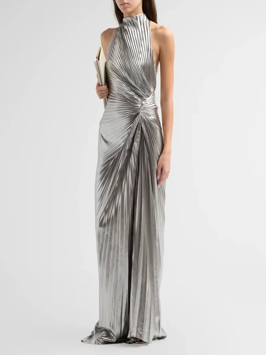 A.L.C. A. L.C. Women's Romy Metallic Plissé Gown | Thumbnail 4 A.L.C. A. L.C. Women's Romy Metallic Plissé Gown | Thumbnail 4