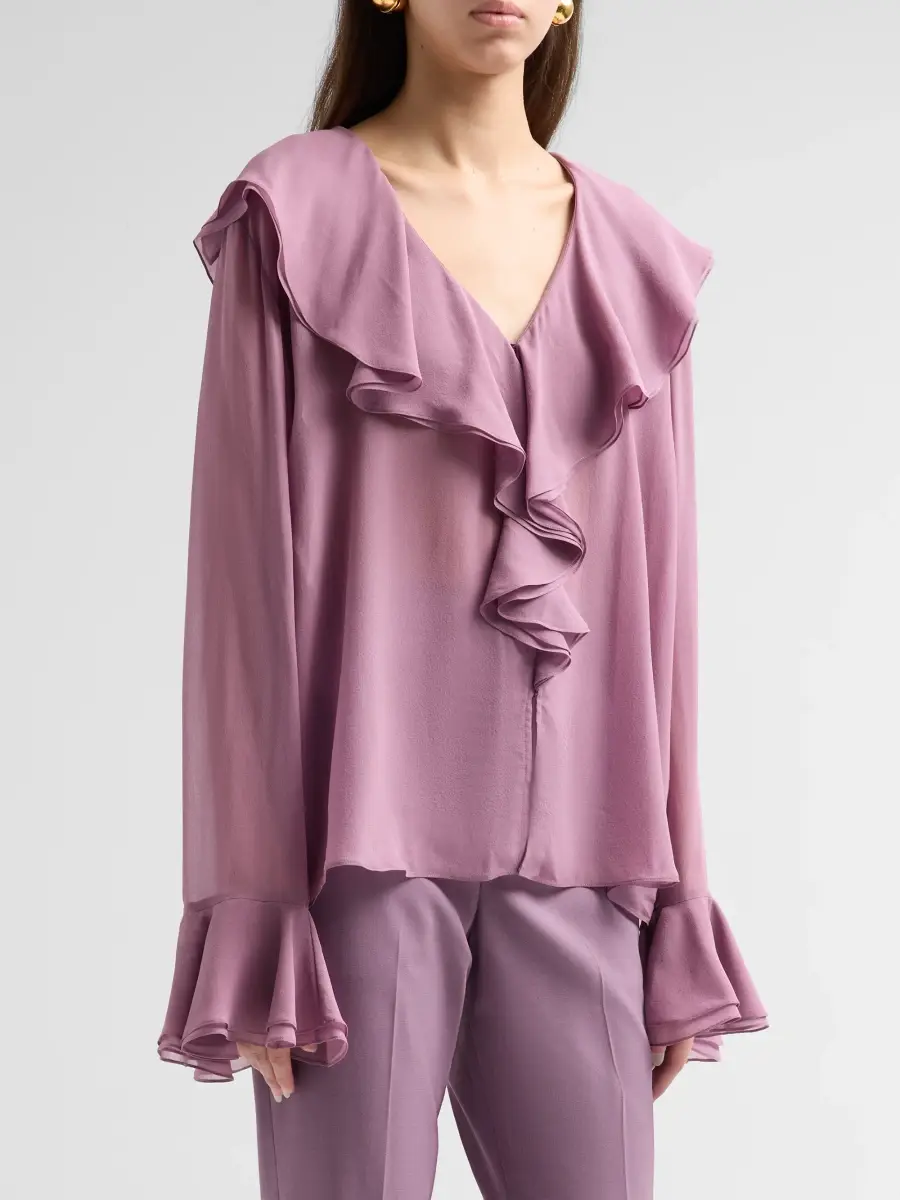 A.L.C. A. L.C. Women's Colette Silk Ruffle-Trim Top | Thumbnail 4 A.L.C. A. L.C. Women's Colette Silk Ruffle-Trim Top | Thumbnail 4