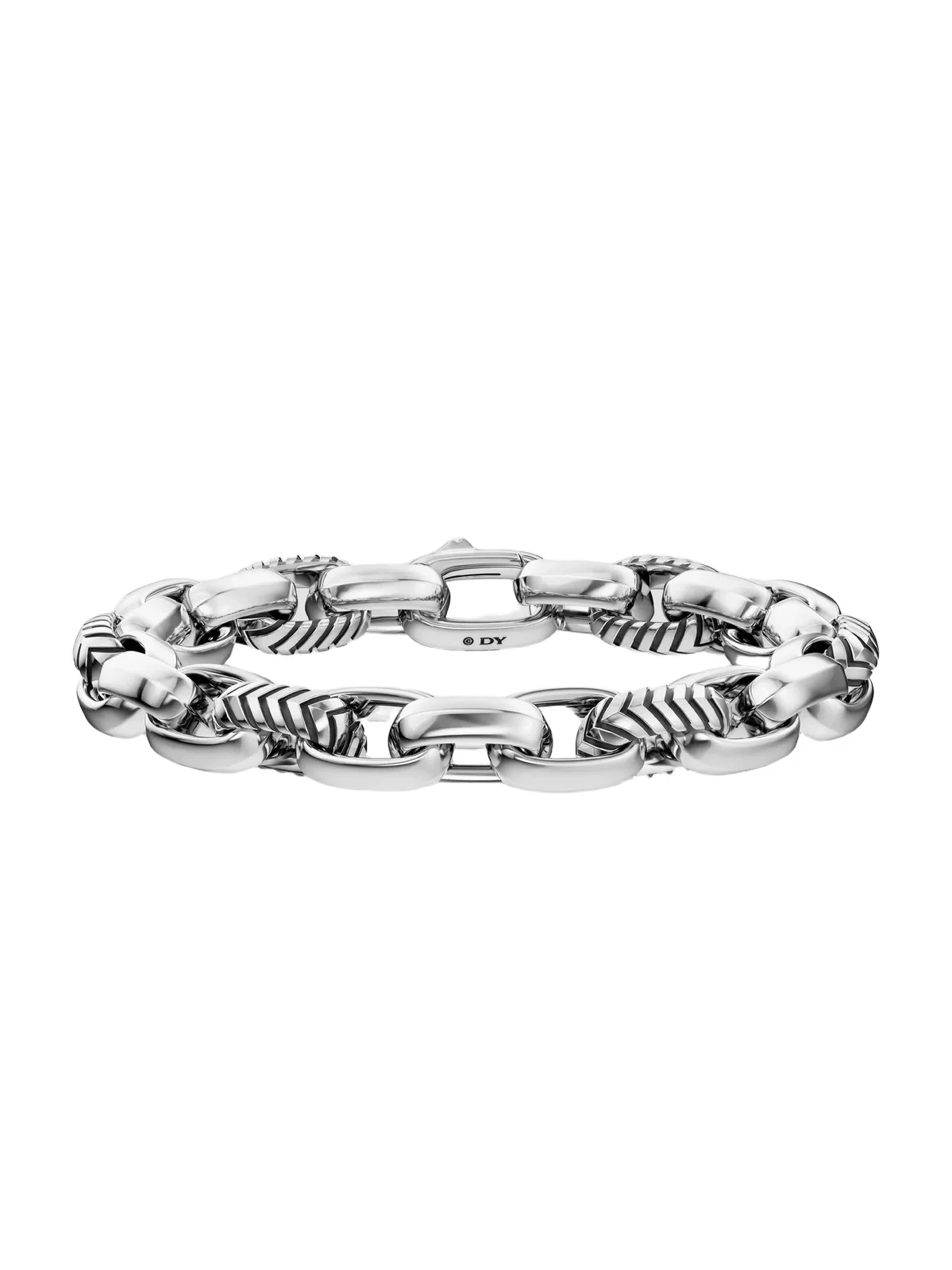 David Yurman Men's Chevron Oval Link Bracelet in Sterling Silver, 10MM