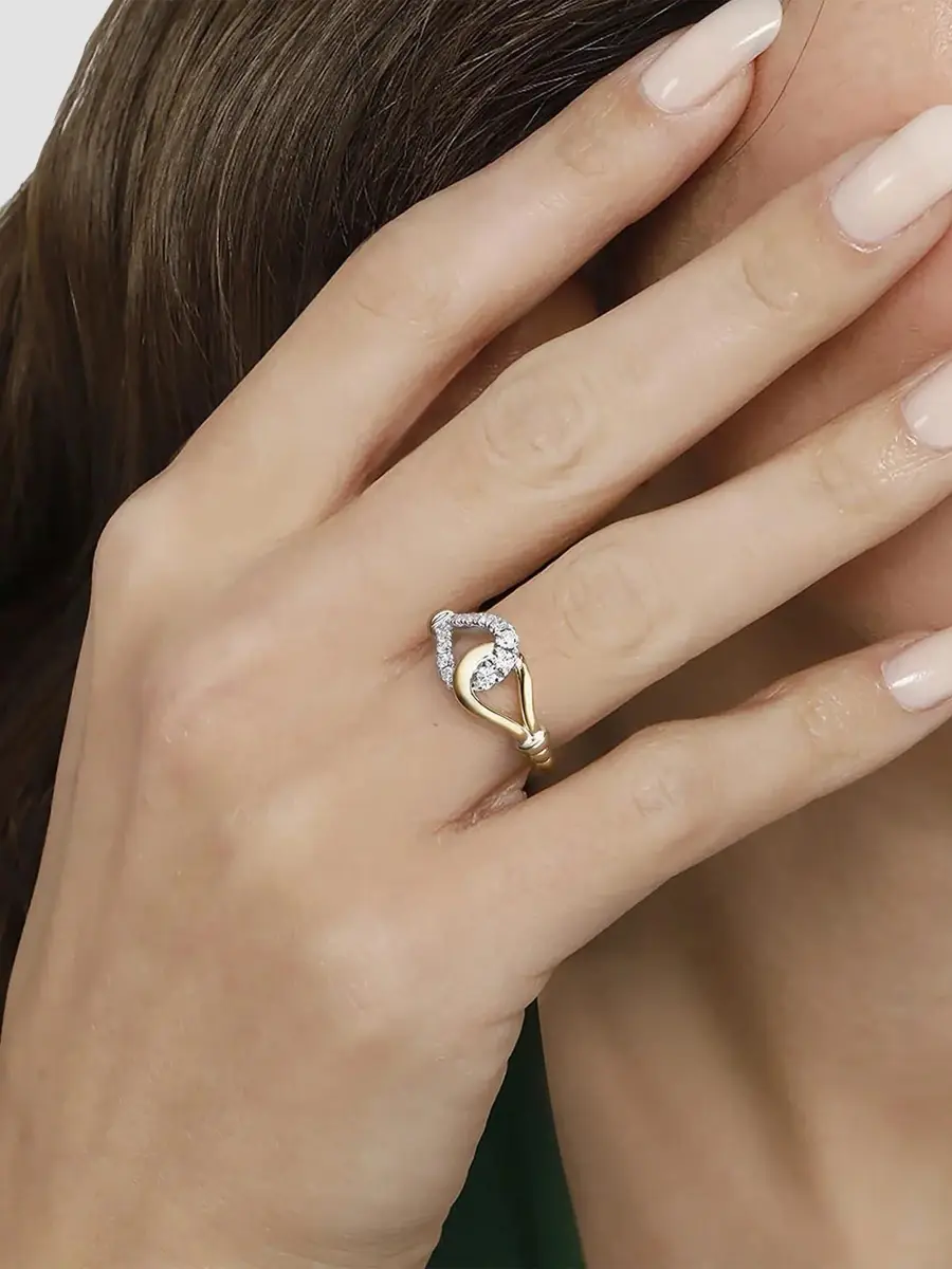Gabriel & Co Women's Bujukan Strides Two-Tone 14K Gold & 0.30 TCW Diamond Stirrup Ring | Thumbnail 2