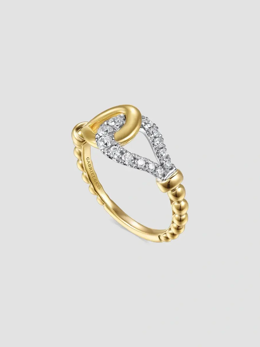 Gabriel & Co Women's Bujukan Strides Two-Tone 14K Gold & 0.30 TCW Diamond Stirrup Ring | Thumbnail 3