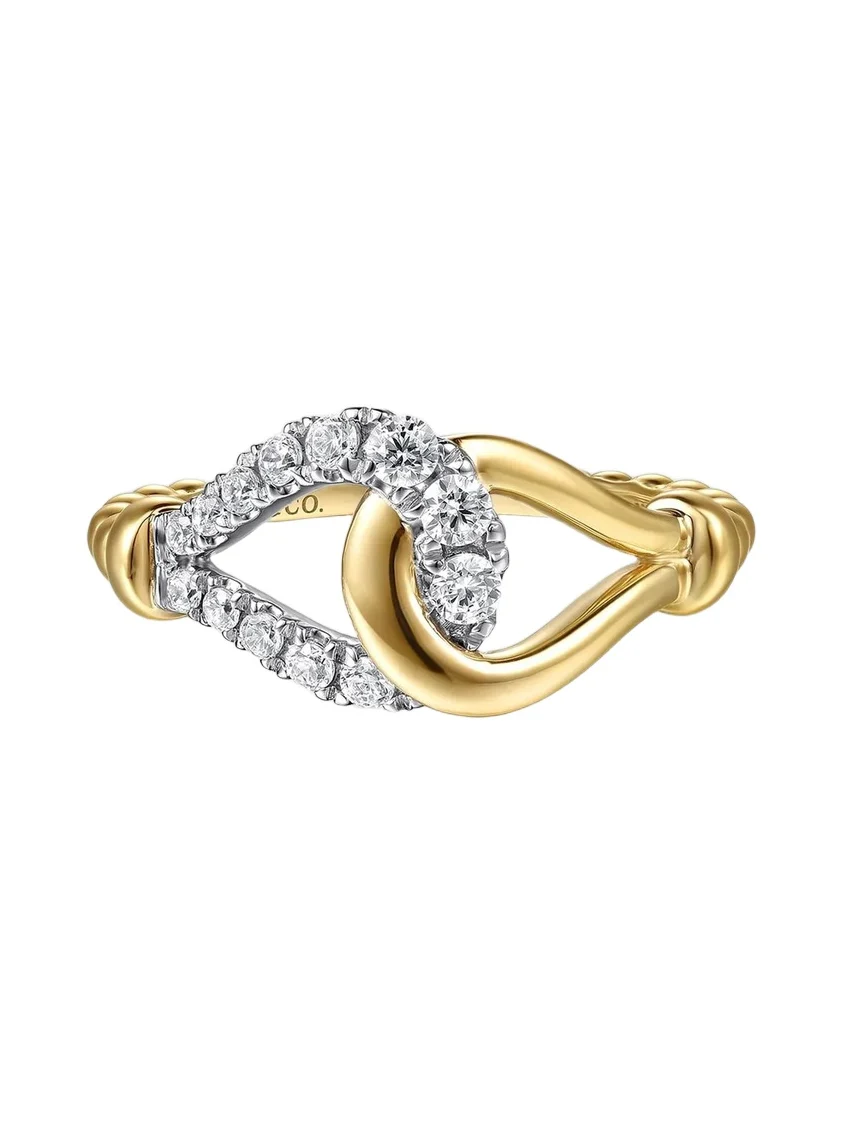 Women's Bujukan Strides Two-Tone 14K Gold & 0.30 TCW Diamond Stirrup Ring Women's Bujukan Strides Two-Tone 14K Gold & 0.30 TCW Diamond Stirrup Ring