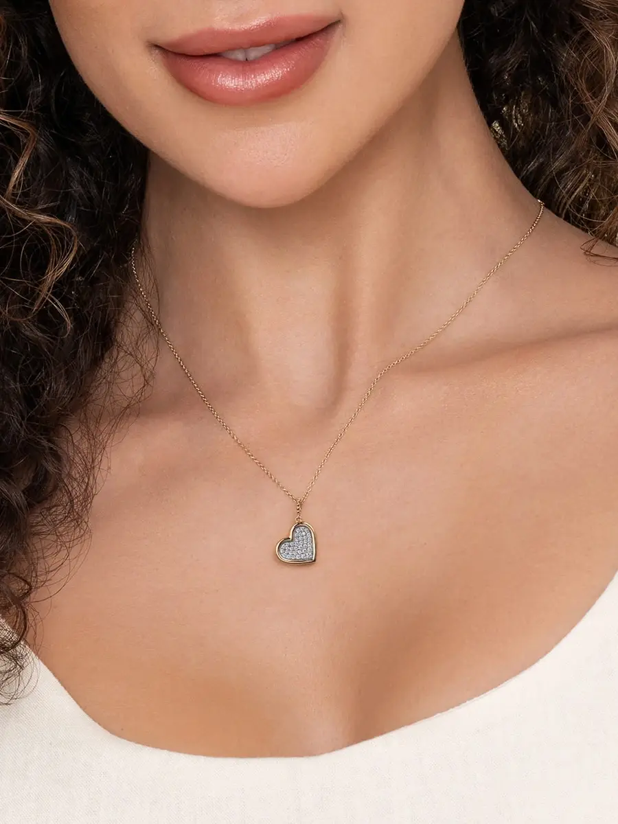 Gabriel & Co Women's Bujukan Two-Tone 14K Gold & 0.25 TCW Diamond Heart Pendant Necklace | Thumbnail 2
