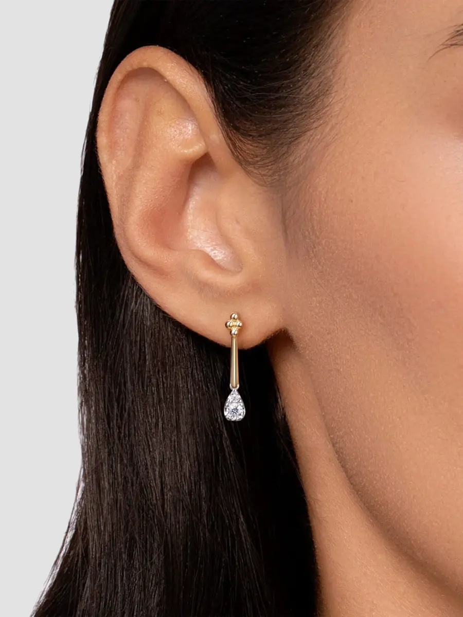 Gabriel & Co Women's Bujukan Clover Two-Tone 14K Gold & 0.30 TCW Diamond Drop Earrings | Thumbnail 2 Gabriel & Co Women's Bujukan Clover Two-Tone 14K Gold & 0.30 TCW Diamond Drop Earrings | Thumbnail 2