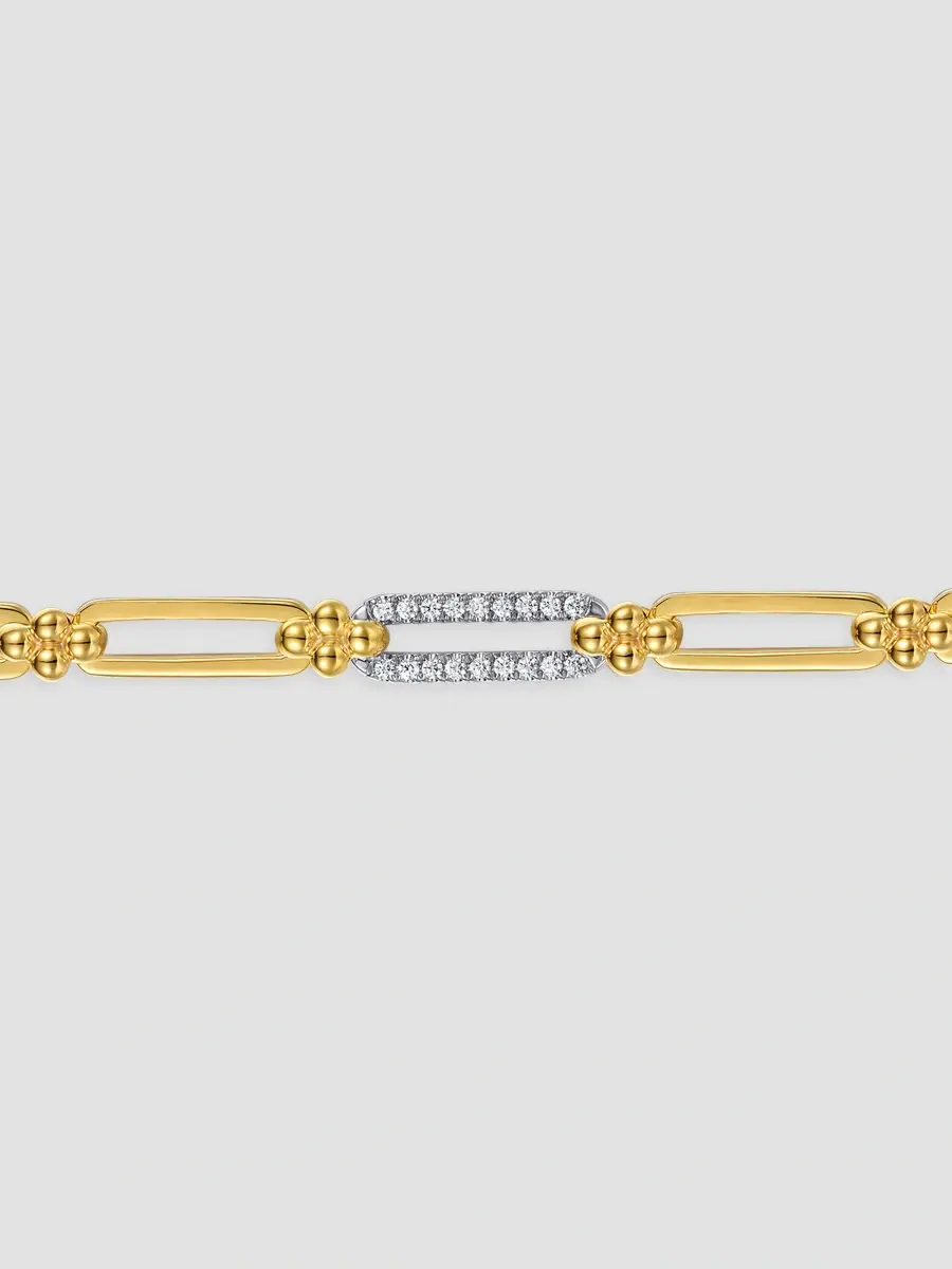 Gabriel & Co Women's Bujukan Clover Two-Tone 14K Gold & 0.30 TCW Diamond Paper Clip Chain Bracelet | Thumbnail 3