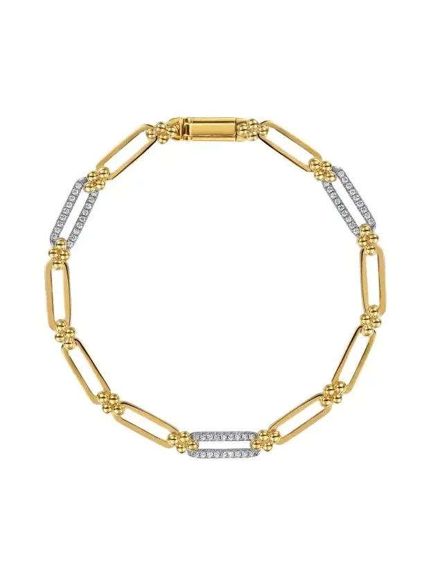 Women's Bujukan Clover Two-Tone 14K Gold & 0.30 TCW Diamond Paper Clip Chain Bracelet Women's Bujukan Clover Two-Tone 14K Gold & 0.30 TCW Diamond Paper Clip Chain Bracelet