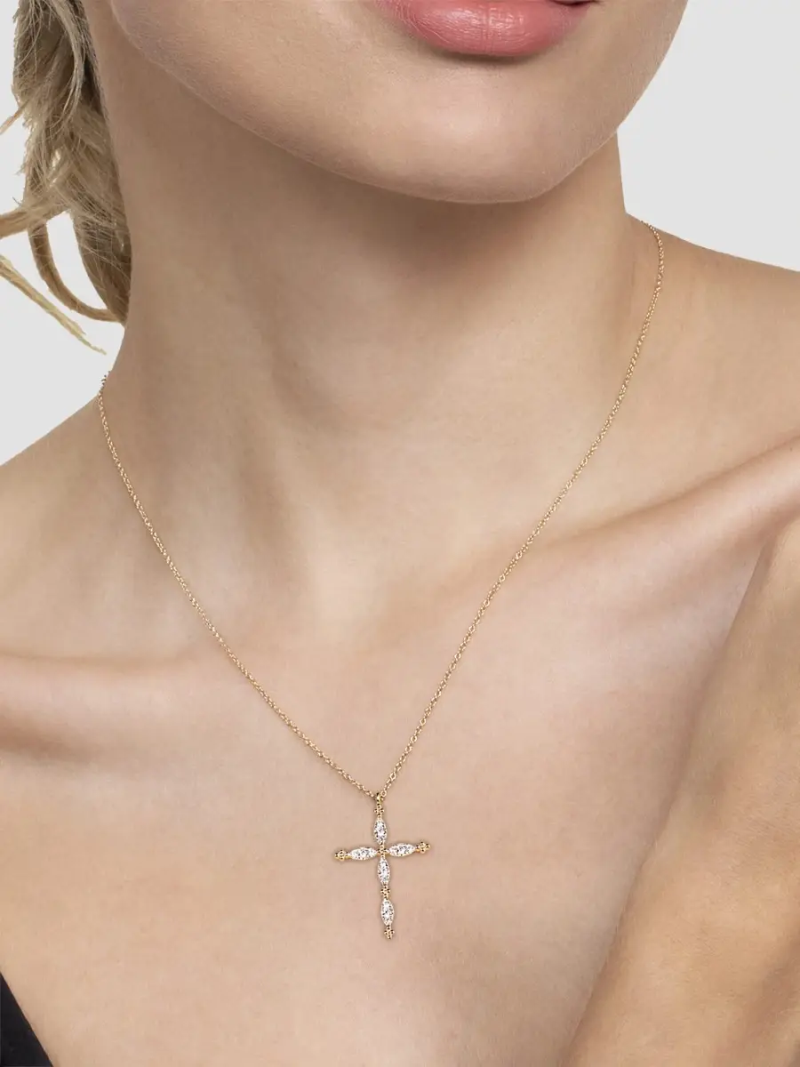 Gabriel & Co Women's Bujukan Clover Two-Tone 14K Gold & 0.35 TCW Diamond Cross Pendant Necklace | Thumbnail 2 Gabriel & Co Women's Bujukan Clover Two-Tone 14K Gold & 0.35 TCW Diamond Cross Pendant Necklace | Thumbnail 2
