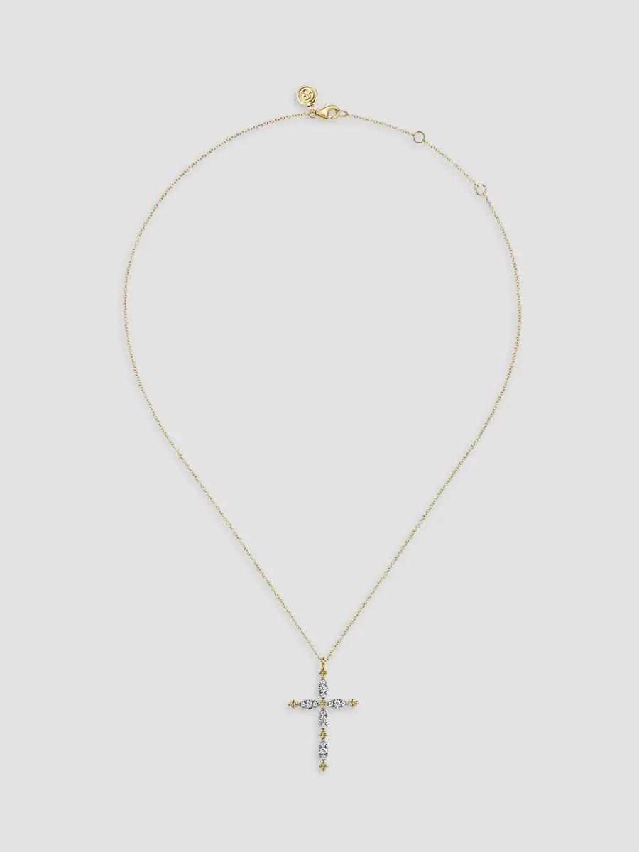 Gabriel & Co Women's Bujukan Clover Two-Tone 14K Gold & 0.35 TCW Diamond Cross Pendant Necklace | Thumbnail 4 Gabriel & Co Women's Bujukan Clover Two-Tone 14K Gold & 0.35 TCW Diamond Cross Pendant Necklace | Thumbnail 4