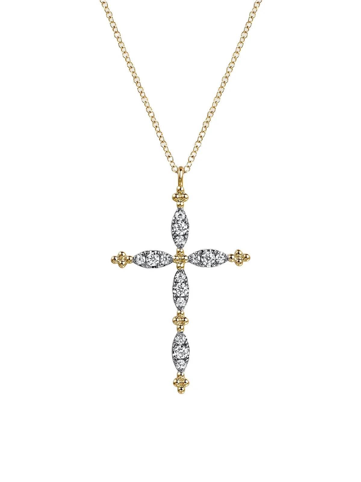 Women's Bujukan Clover Two-Tone 14K Gold & 0.35 TCW Diamond Cross Pendant Necklace