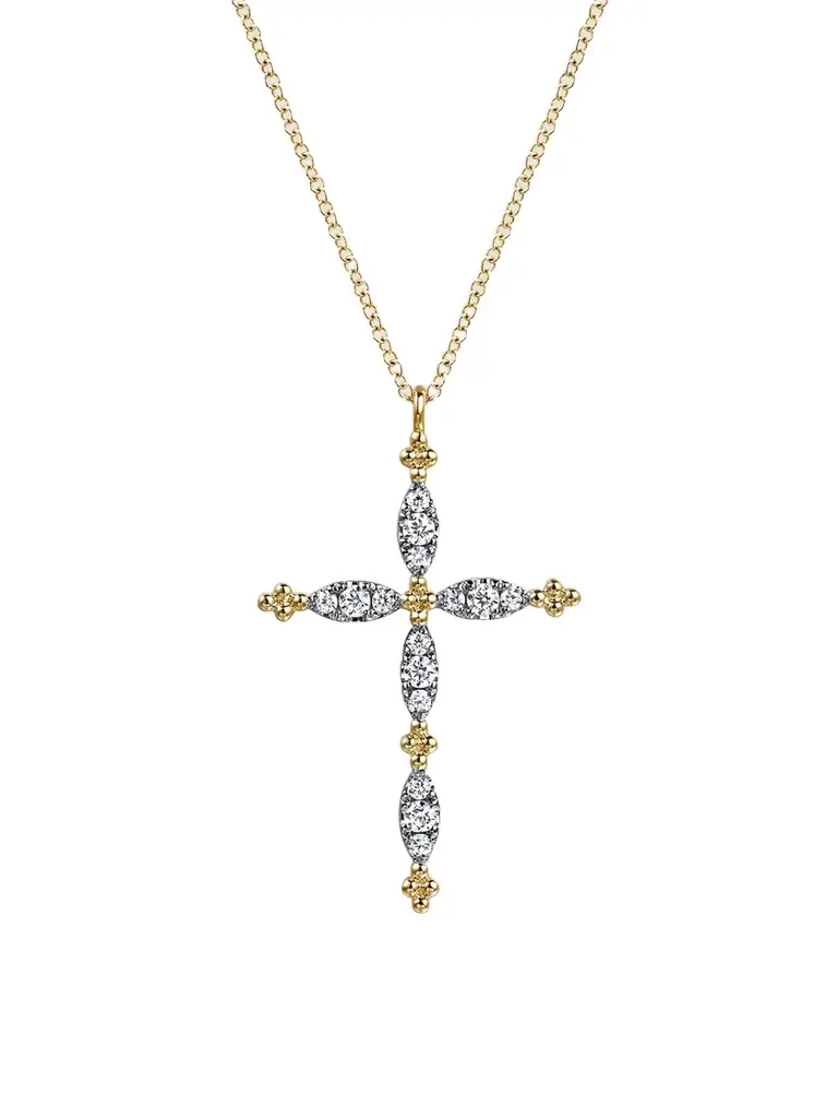Women's Bujukan Clover Two-Tone 14K Gold & 0.35 TCW Diamond Cross Pendant Necklace