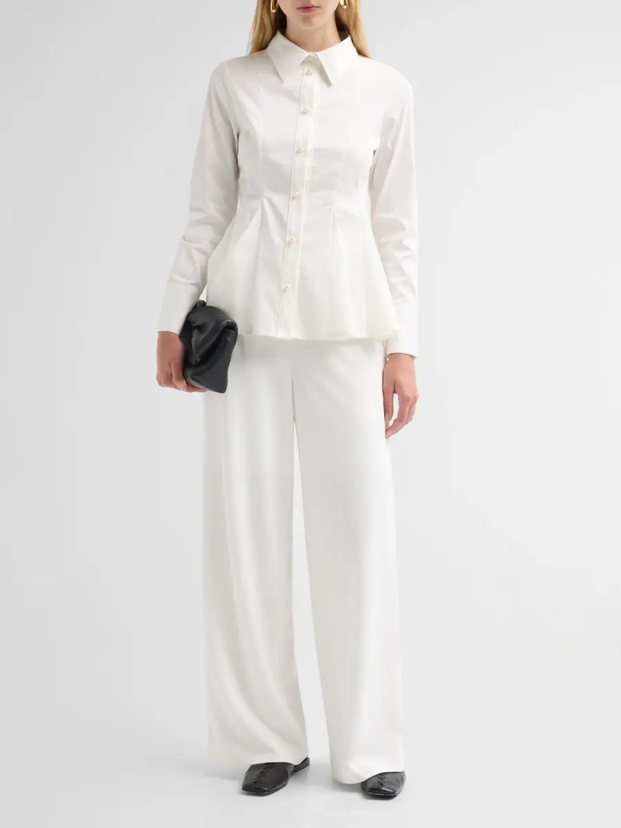 Ming Wang Women's Stretch-Cotton Peplum Blouse | Thumbnail 2 Ming Wang Women's Stretch-Cotton Peplum Blouse | Thumbnail 2