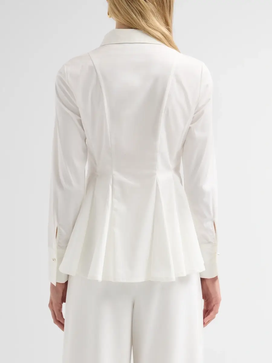 Ming Wang Women's Stretch-Cotton Peplum Blouse | Thumbnail 3 Ming Wang Women's Stretch-Cotton Peplum Blouse | Thumbnail 3