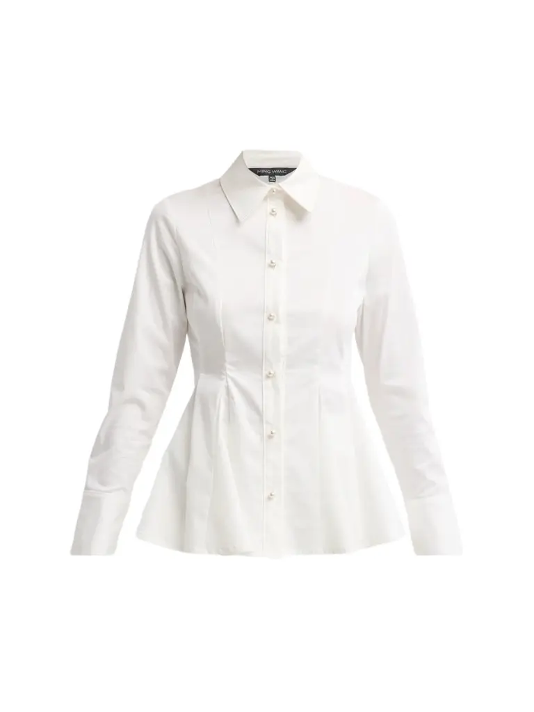 Ming Wang Women's Stretch-Cotton Peplum Blouse