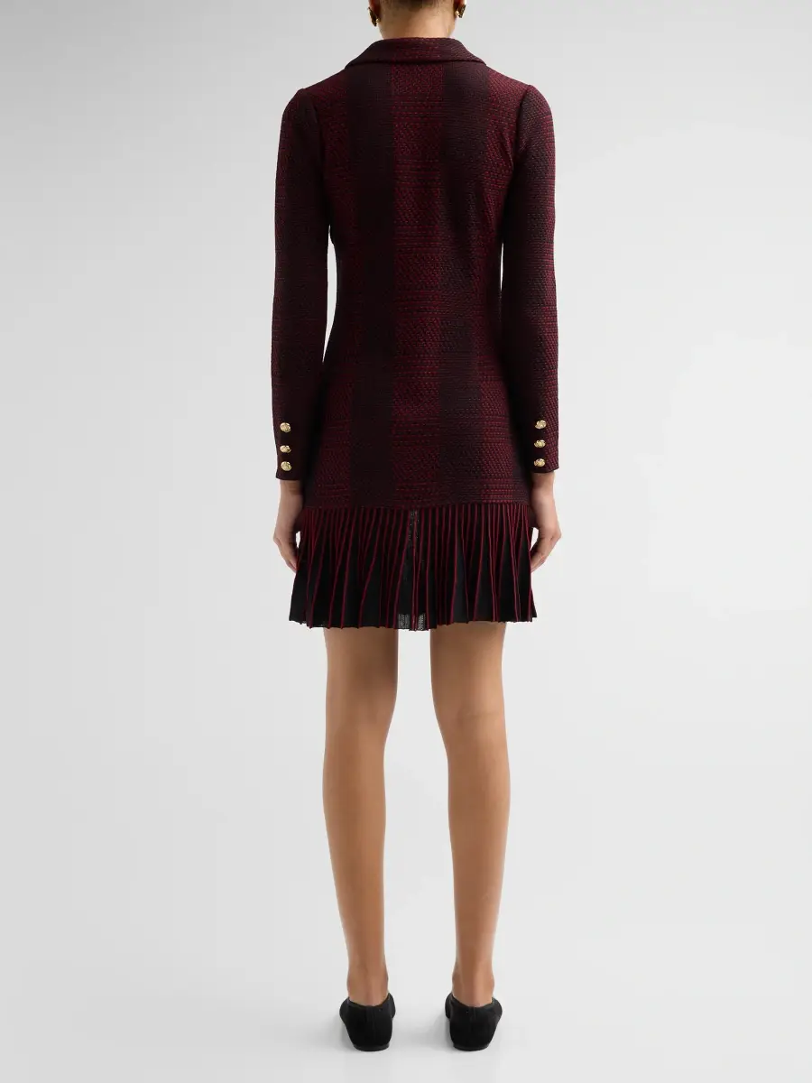 Ming Wang Women's Tweed Knit A-Line Flounce-Hem Mini Dress | Thumbnail 3 Ming Wang Women's Tweed Knit A-Line Flounce-Hem Mini Dress | Thumbnail 3
