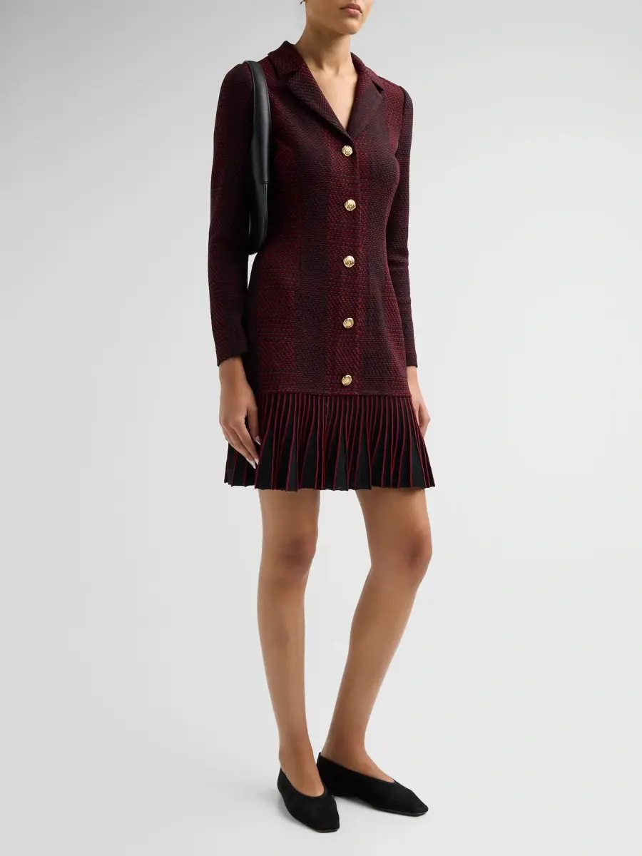 Ming Wang Women's Tweed Knit A-Line Flounce-Hem Mini Dress | Thumbnail 4 Ming Wang Women's Tweed Knit A-Line Flounce-Hem Mini Dress | Thumbnail 4