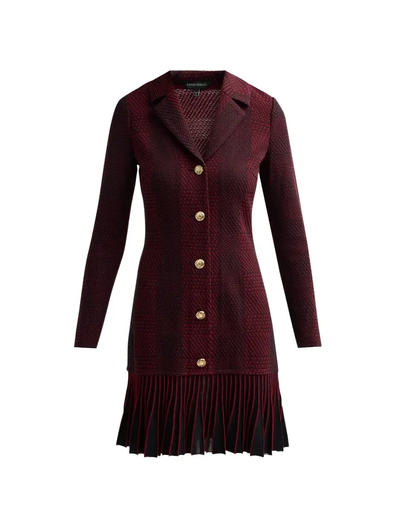 Women's Tweed Knit A-Line Flounce-Hem Mini Dress