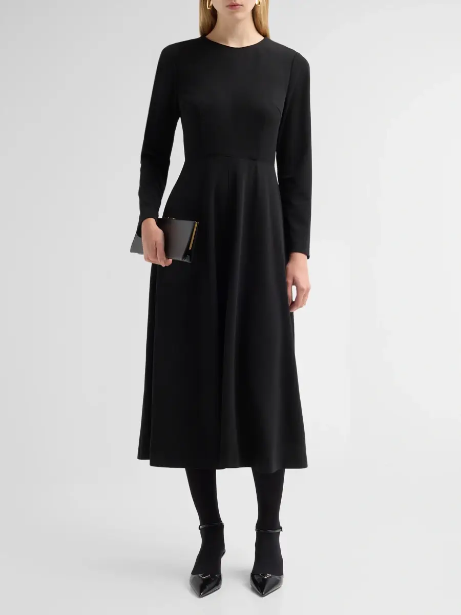 Ming Wang Women's Stretch-Deco Crepe A-Line Midi Dress | Thumbnail 2 Ming Wang Women's Stretch-Deco Crepe A-Line Midi Dress | Thumbnail 2