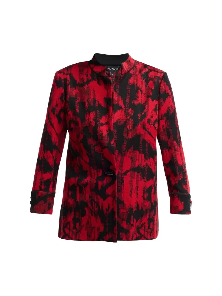 Ming Wang Women's Classic Abstract Flat Knit Jacket