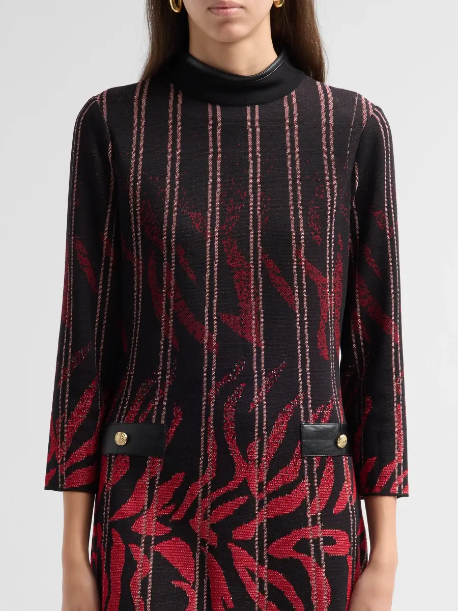 Ming Wang Women's Animal Knit Mock-Turtleneck Mini Dress | Thumbnail 5 Ming Wang Women's Animal Knit Mock-Turtleneck Mini Dress | Thumbnail 5