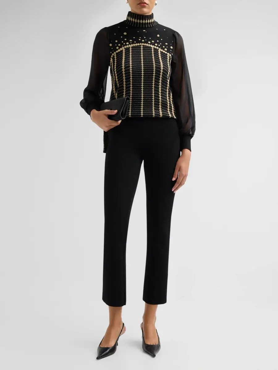 Ming Wang Women's Metallic Mixed-Media Knit Sweater | Thumbnail 2