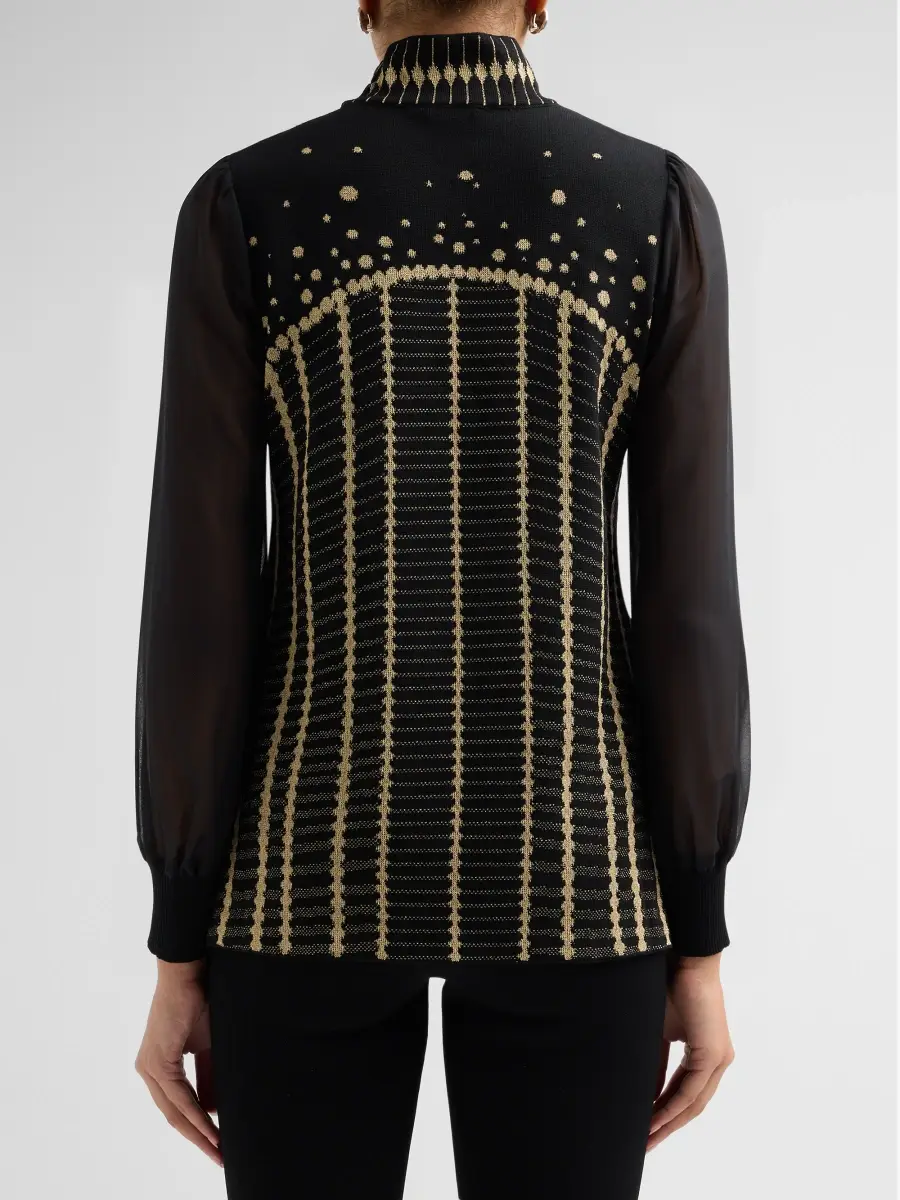 Ming Wang Women's Metallic Mixed-Media Knit Sweater | Thumbnail 3