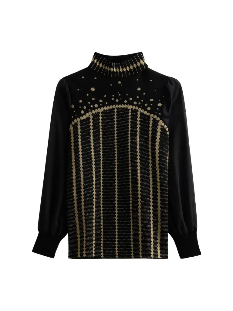 Women's Metallic Mixed-Media Knit Sweater Women's Metallic Mixed-Media Knit Sweater