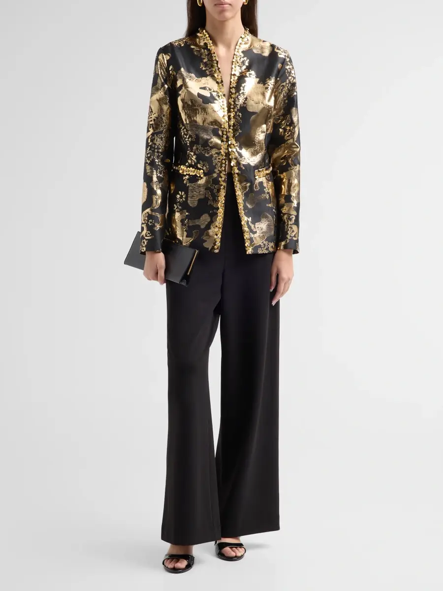 Ming Wang Women's Pintuck Stretch Deco Crepe Wide-Leg Pants | Thumbnail 2