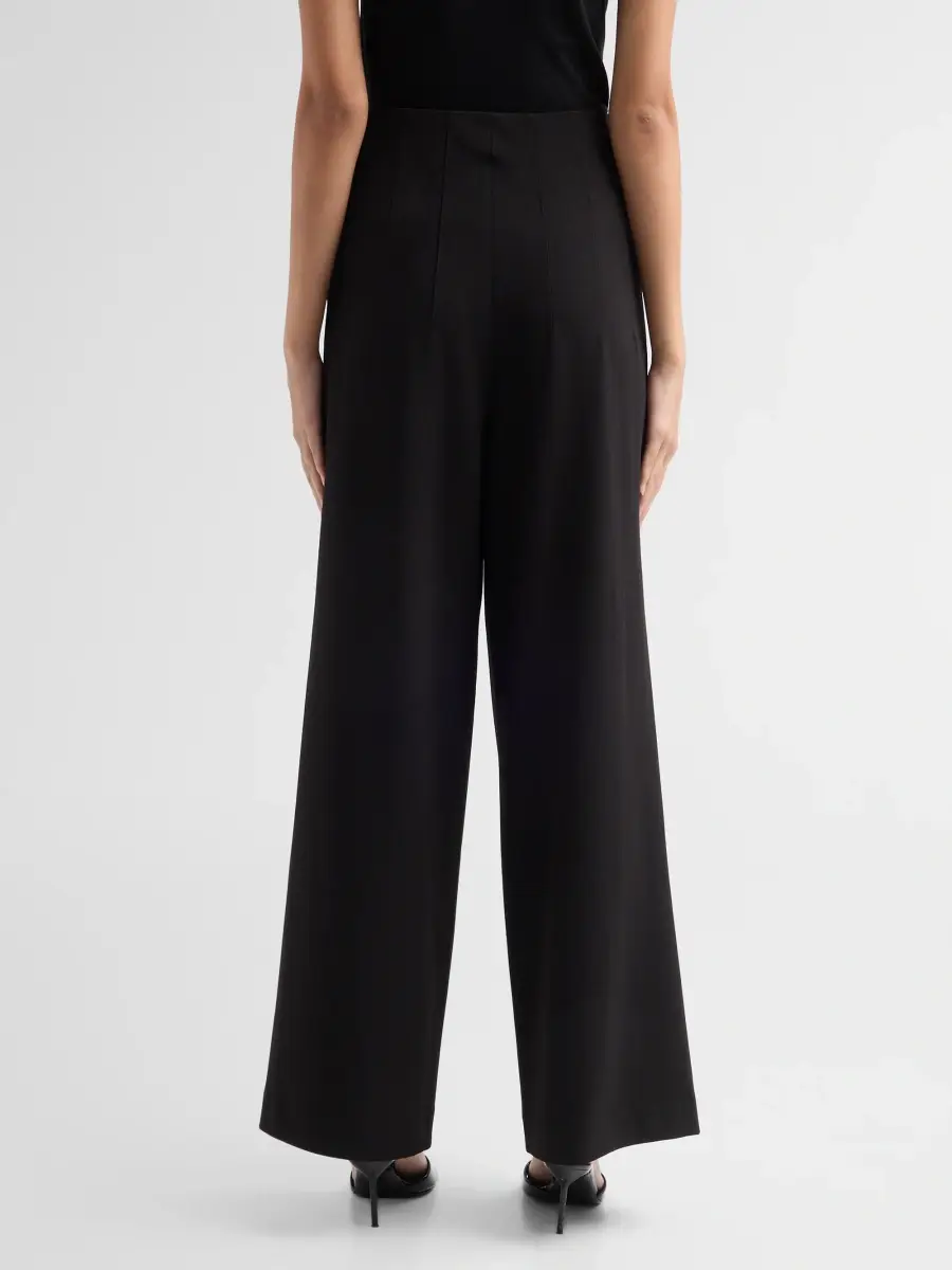 Ming Wang Women's Pintuck Stretch Deco Crepe Wide-Leg Pants | Thumbnail 3