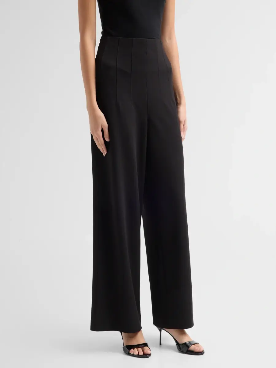 Ming Wang Women's Pintuck Stretch Deco Crepe Wide-Leg Pants | Thumbnail 4