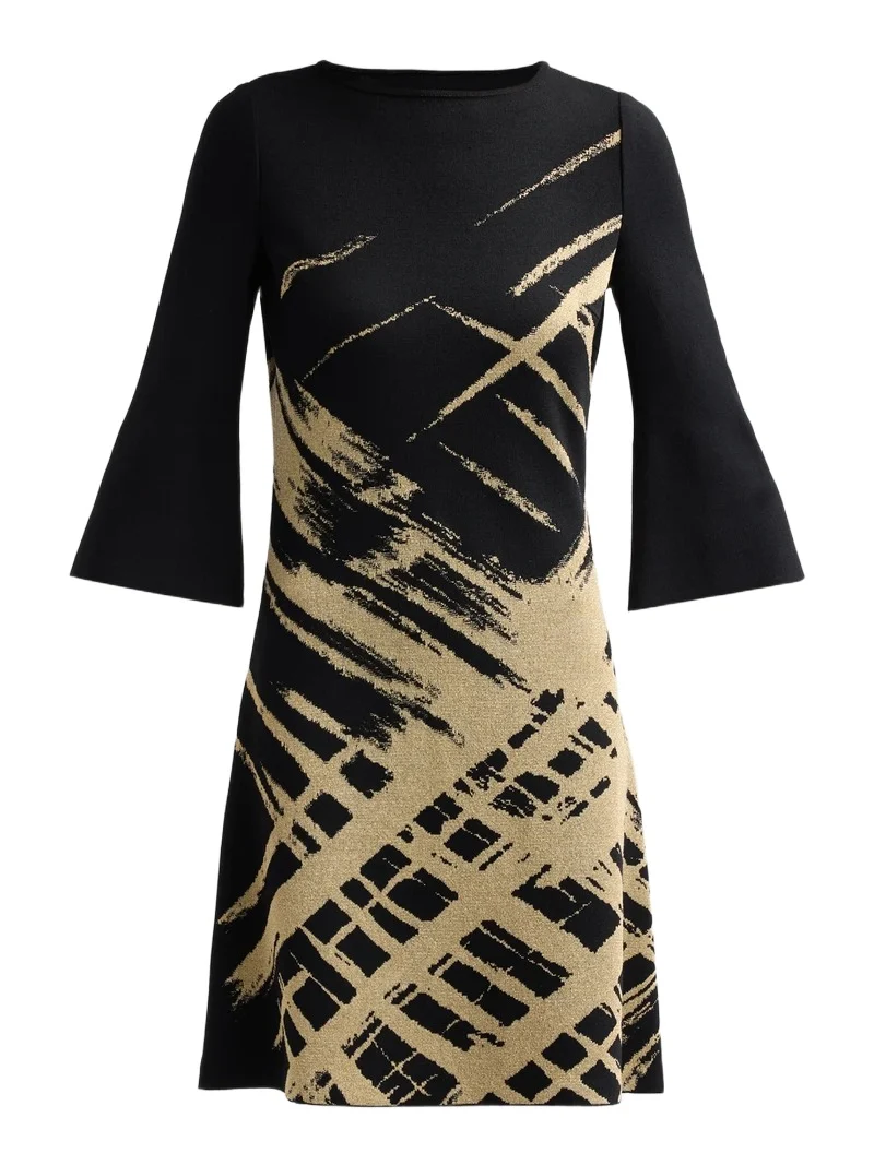 Women's Abstract Metallic Knit A-Line Knee-Length Dress Women's Abstract Metallic Knit A-Line Knee-Length Dress