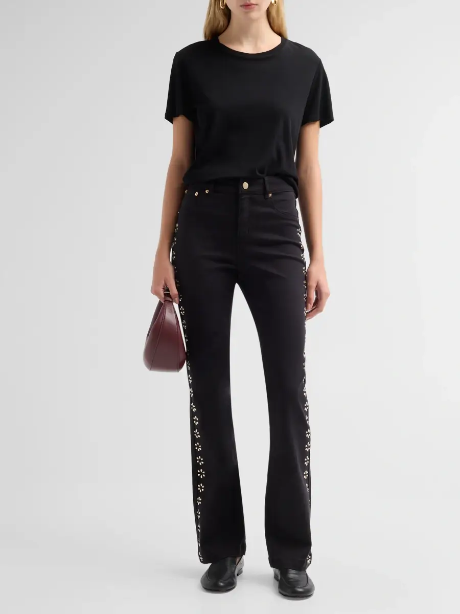 Ming Wang Women's x Anna Marie Floral & Rhinestone Flared Jeans | Thumbnail 2 Ming Wang Women's x Anna Marie Floral & Rhinestone Flared Jeans | Thumbnail 2