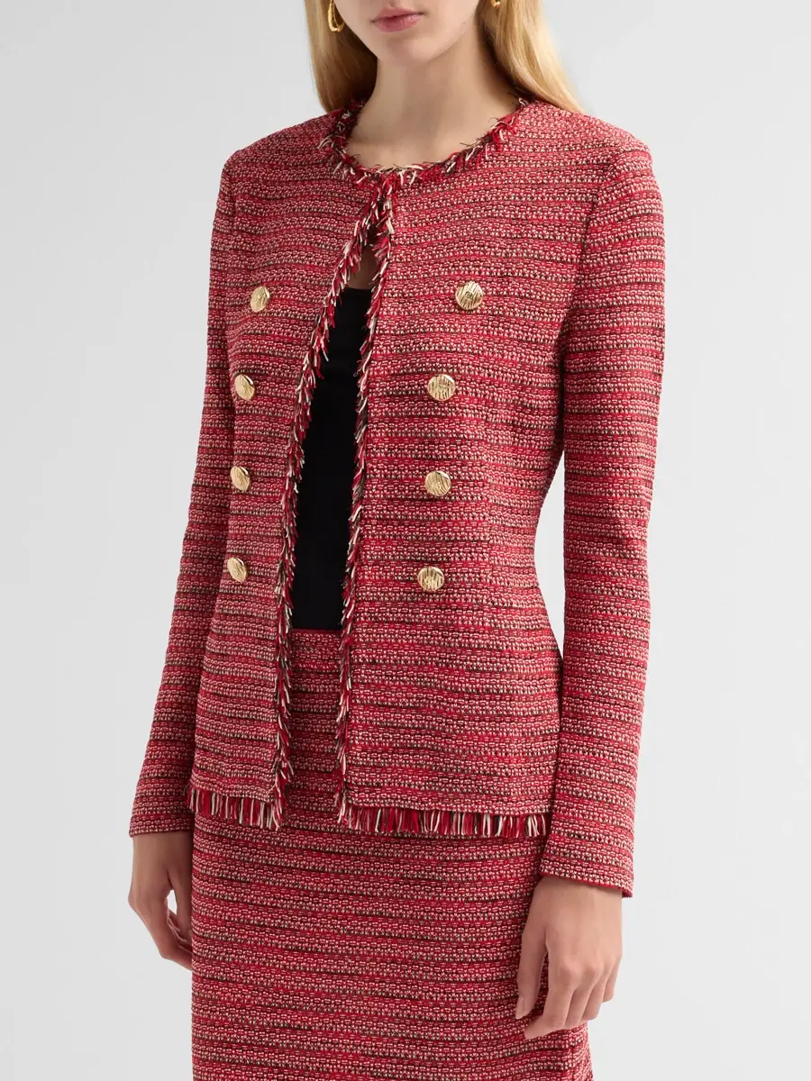 Ming Wang Women's Fringe-Trim Tweed Knit Jacket | Thumbnail 4 Ming Wang Women's Fringe-Trim Tweed Knit Jacket | Thumbnail 4