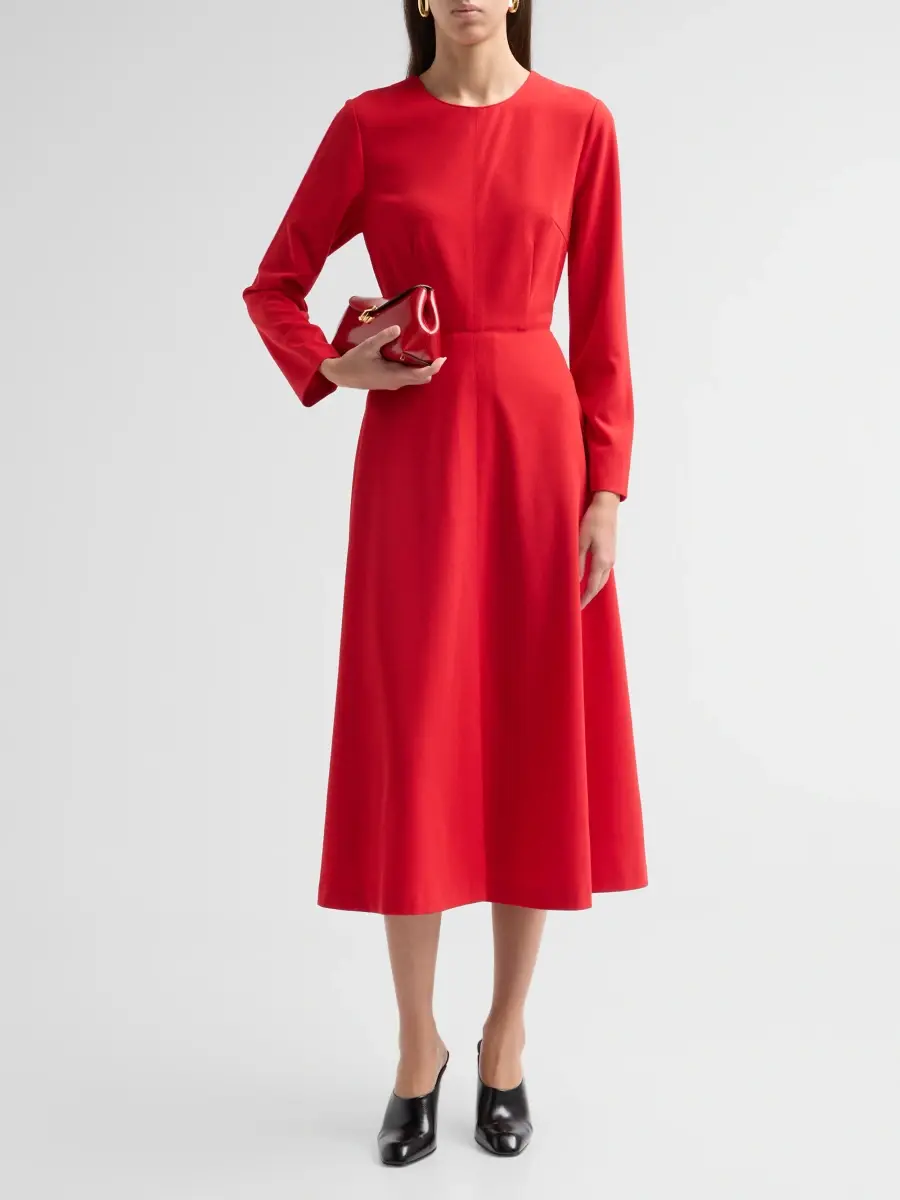 Ming Wang Women's Stretch-Deco Crepe A-Line Midi Dress | Thumbnail 2