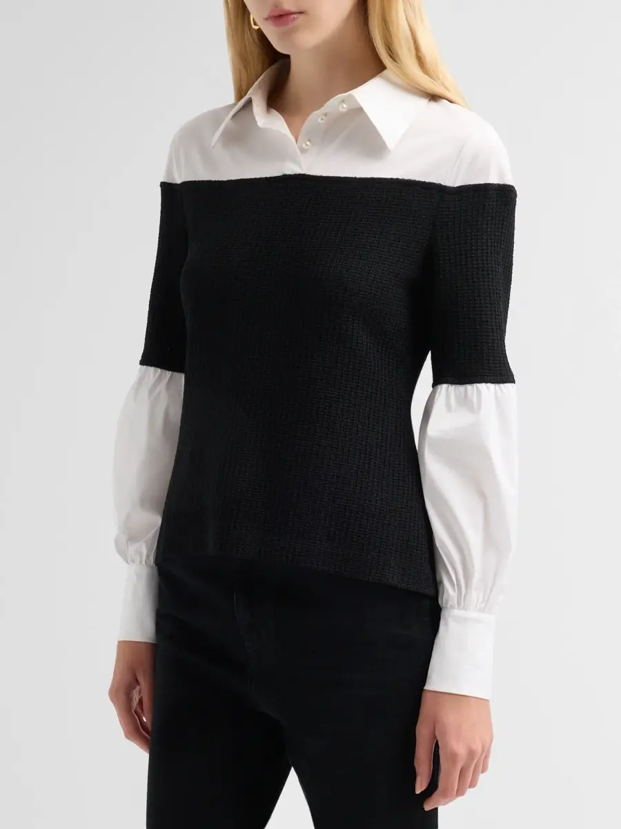 Ming Wang Women's Mixed-Media Layered Top | Thumbnail 4 Ming Wang Women's Mixed-Media Layered Top | Thumbnail 4