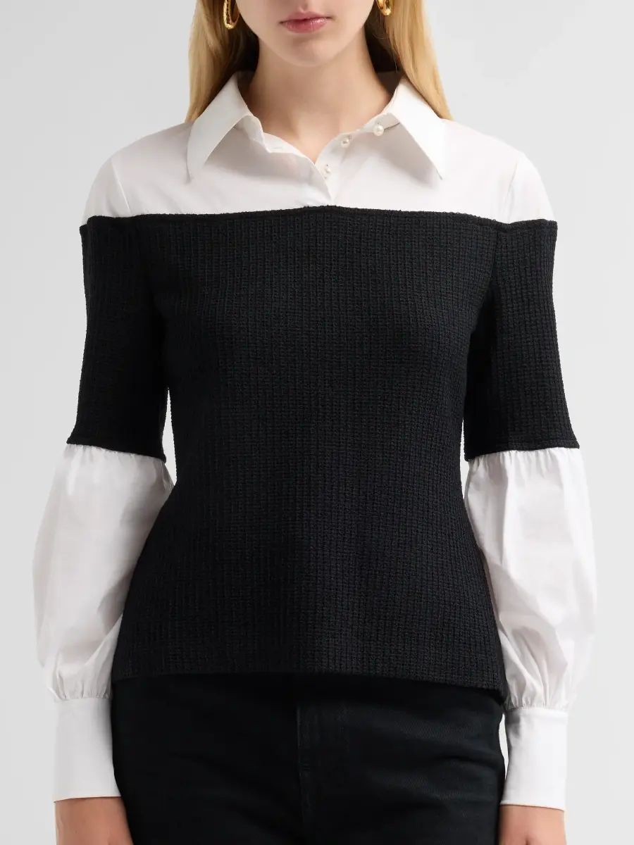 Ming Wang Women's Mixed-Media Layered Top | Thumbnail 5 Ming Wang Women's Mixed-Media Layered Top | Thumbnail 5