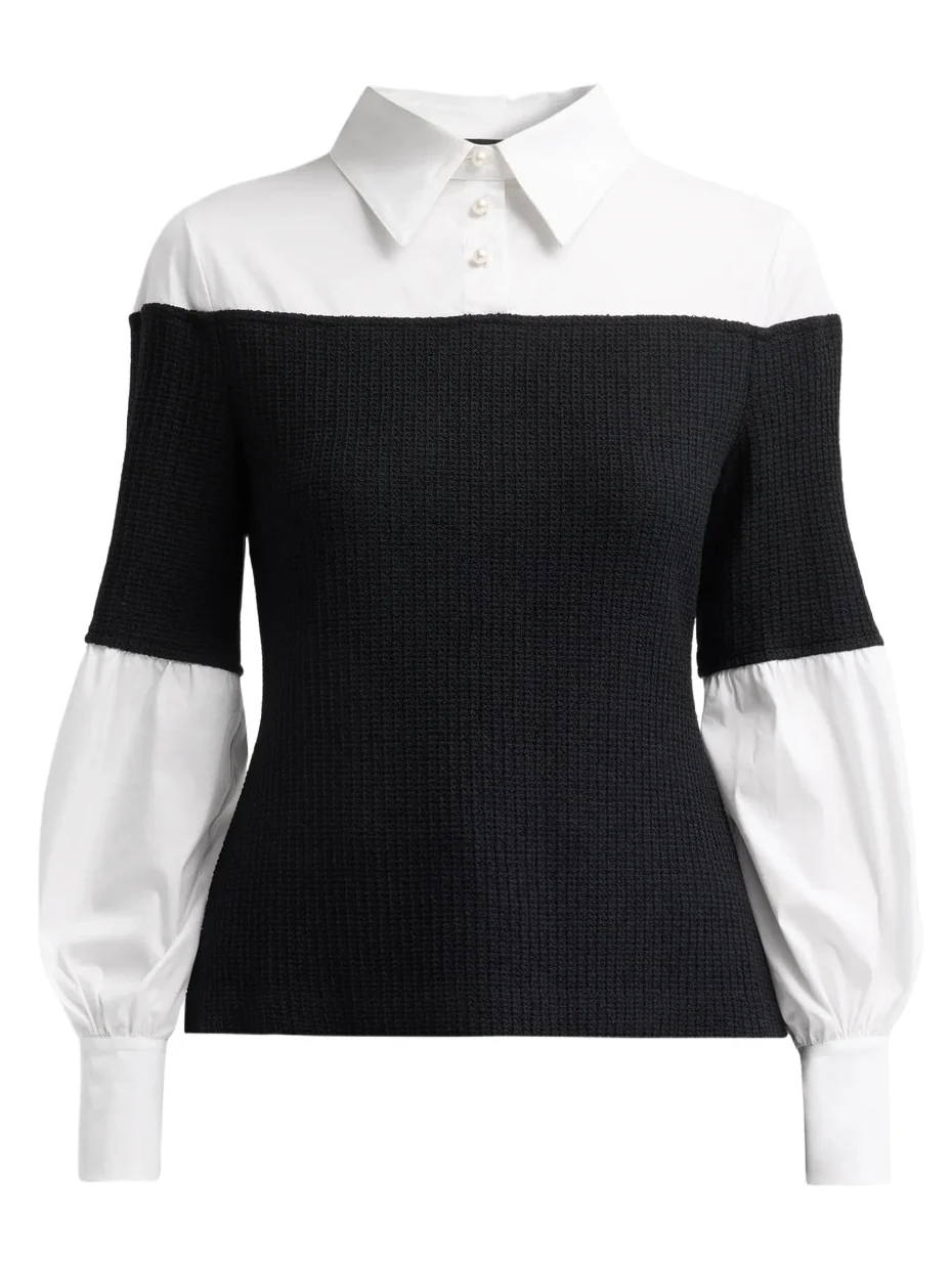 Ming Wang Women's x Anna Marie Bedazzled Mixed-Media Top