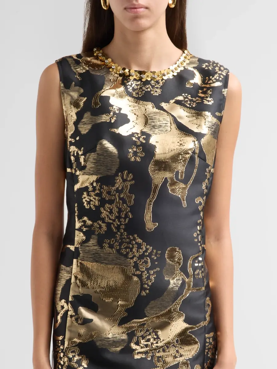 Ming Wang Women's Embellished Metallic-Jacquard A-Line Midi Dress | Thumbnail 5 Ming Wang Women's Embellished Metallic-Jacquard A-Line Midi Dress | Thumbnail 5