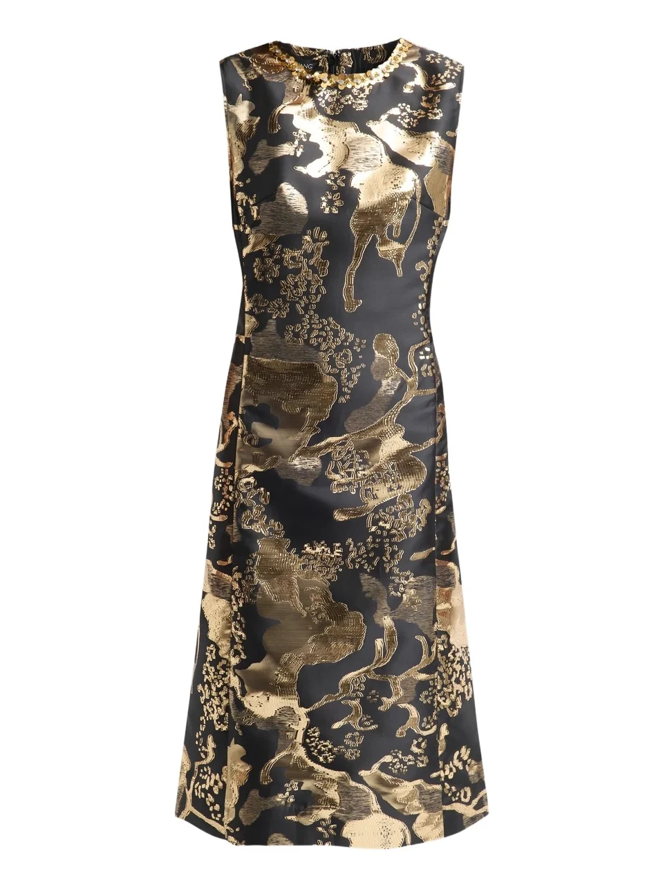Women's Embellished Metallic-Jacquard A-Line Midi Dress Women's Embellished Metallic-Jacquard A-Line Midi Dress