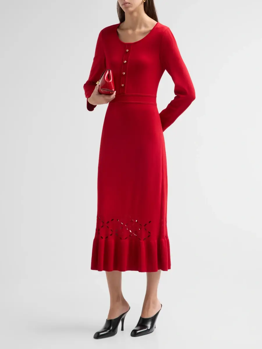 Ming Wang Women's Knit A-Line Scoopneck Midi Dress | Thumbnail 4 Ming Wang Women's Knit A-Line Scoopneck Midi Dress | Thumbnail 4