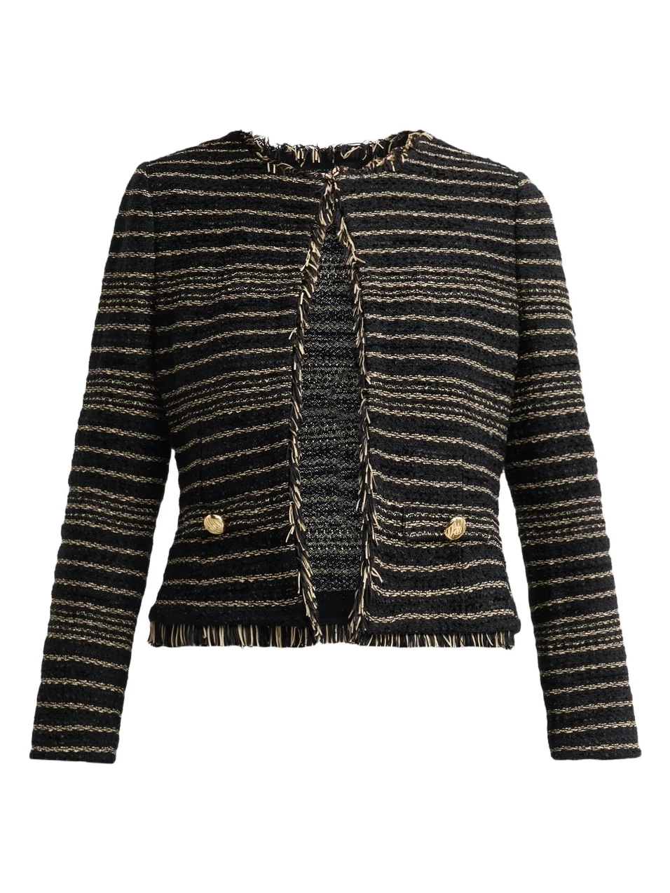 Women's Striped Metallic Tweed Knit Jacket