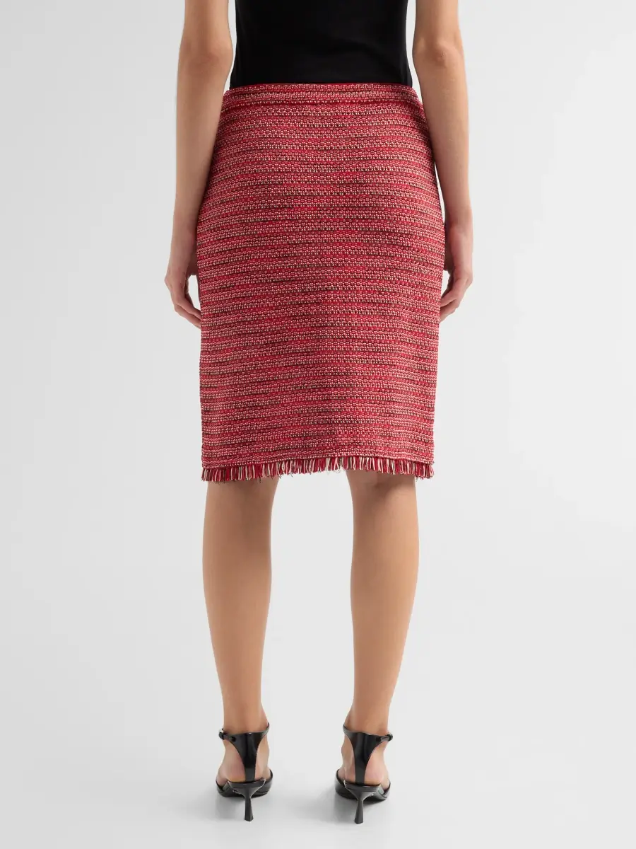 Ming Wang Women's x Anna Marie Fringe-Trim Tweed Knit A-Line Skirt | Thumbnail 3